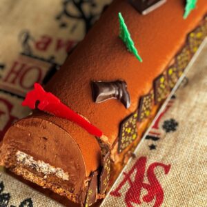 bûche joselière : mousse chocolat et feuillantine croustillante
